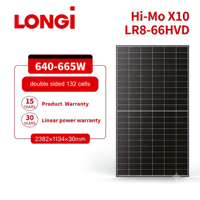 Panneaux solaires Longi LR8-66HVD-640M Série Hi-Mo X10 640W 645W 650W 655W 660W 665W 670W Modules photovoltaïques Prix de gros pour C&I