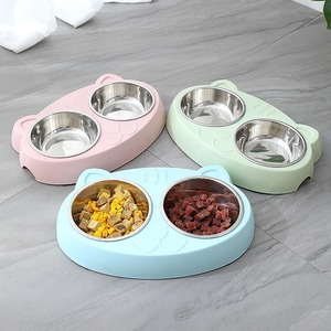 ถาดอาหารสัตว์เลี้ยงสแตนเลสแบบกันลื่นสำหรับแมวและสุนัข ชามคู่ - Product Image 3