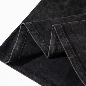 Streetwear Camisetas lavadas Impresión personalizada Camiseta de peso pesado 300 Gsm Camisetas negras de gran tamaño - Product Image 5