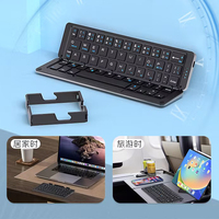 Keyboard bluetooth lipat portabel, dapat diisi ulang bahan aluminium, dual lipat, ultra senyap, keyboard eksternal dapat dilipat untuk mac