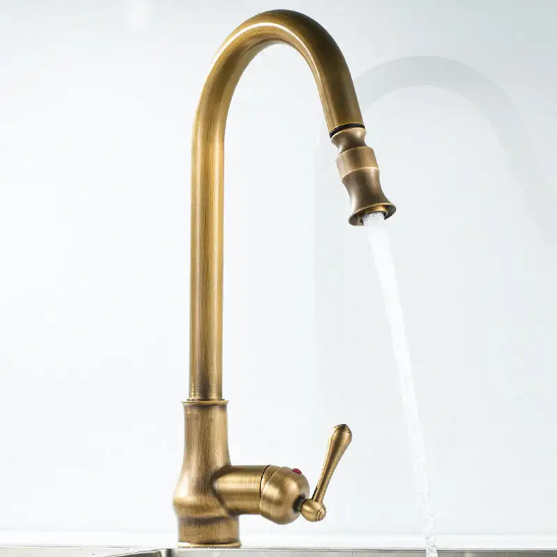 Modern Gourmet Single-Hole Brass Kitchen Sink Faucet Mixer Taps Ceramic Valve Single Handle Pull Deck Mounted Faucet Kitchen