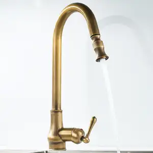 Modern Gourmet Single-Hole Brass Kitchen Sink Faucet Mixer Taps Ceramic Valve Single Handle Pull Deck Mounted Faucet Kitchen