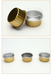 Moules à pâtisserie jetables en aluminium noir et or de 125 ml/4,4 oz, ronds, mini contenants en aluminium pour pudding et gâteaux - Product Image 4