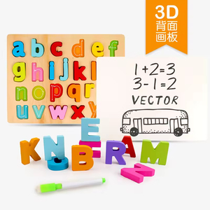 Houten alfabet ABC puzzelspel voor kinderen, educatief houten Montessori speelgoed, legpuzzel leerbord voor peuters - Product Image 2