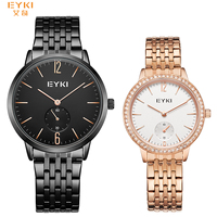 Haut de gamme luxe étanche logo personnalisé unisexe or diamant montres cadeaux ensemble blanc Couple montre-bracelet pour homme et femme
