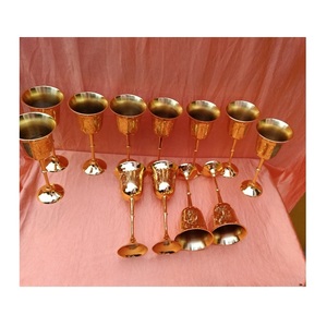 Designer Handmade Brass <b>Wine</b> <b>Goblet</b> Engraved Chalice Vintage Metal Drinking Cup Antique Style Barware Wedding Gift Decor - Product Image 1