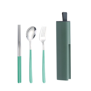 Portable Price Reusable Stainless Steel 304 Silverware Camping Cutlery <b>Set</b> 3PCS With Box <b>Flatware</b> <b>Set</b> in Travel Spoon and Fork - Product Image 1