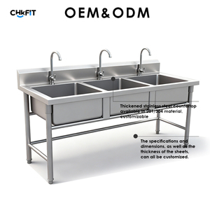 Lavello Commerciale CFT in Acciaio Inox 304, Singolo, Doppio o Triplo, con Mobile Integrato per Cucina, Hotel e Uso Domestico - Product Image 2
