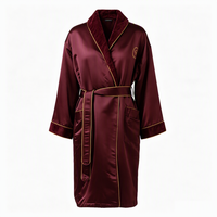 Peignoir unisexe avec col châle, double face, rouge, doux et confortable pour un usage quotidien et en station balnéaire, longueur mollet pour femme
