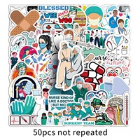 Paquete de 50 Pegatinas Decorativas de PVC Impermeables con Diseño de Doctor y Enfermera para Tazas, Botellas, Cuadernos, Equipaje, Laptops y Patinetas