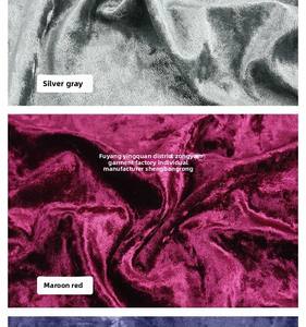 100 Polyester glace velours trame tricoté tissu rouleaux écrasé velours tissu <span class=keywords><strong>pour</strong></span> mariage rideaux robe canapé rideau - Product Image 3