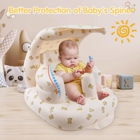 Siège gonflable pour bébé en PVC blanc avec imprimé ours doré, auvent intégré, 53x50x37 CM, dossier pliable, capacité de charge 30 KG, 3+