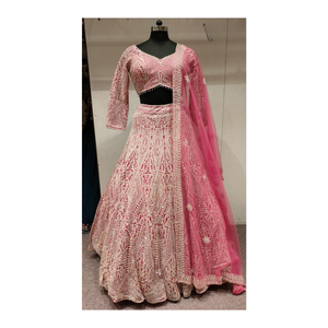 Designer Partywear <b>Lehenga</b> in Georgette and Net for <b>Women</b> with Intricate Work Best for Mehndi Sangeet and Weddings - Product Image 4