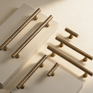 DOOROOM Handcrafted Hammered Brass Cabinet <strong>Door</strong> Handles for Bathroom Wardrobe 96/128/160mm - Product Image 6