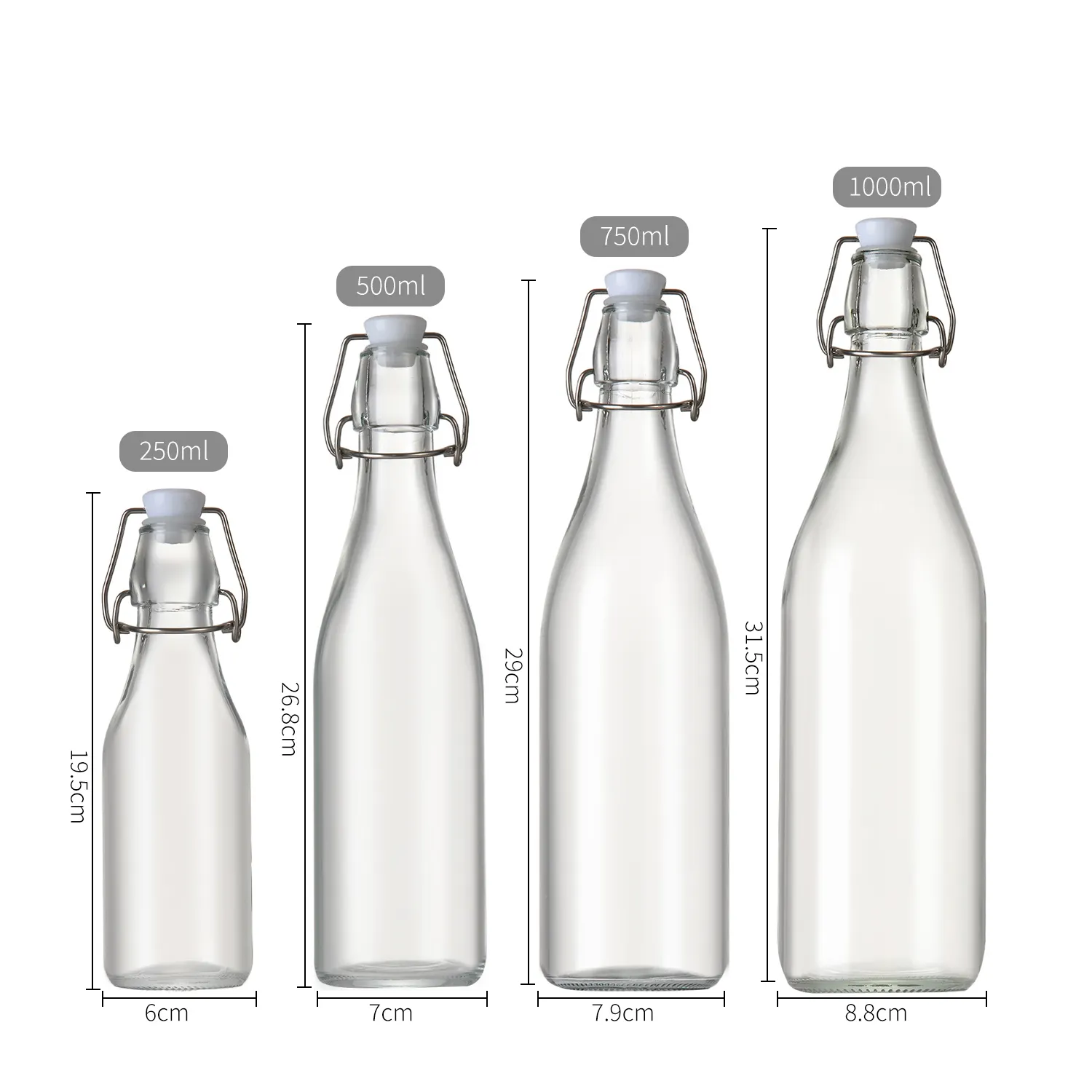 En çok satan salıncak üst içecek konteyner cam şişeler ile Flip Top 500ml Vintage cam şişe