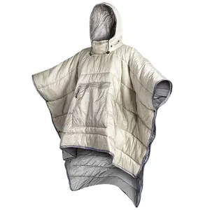 Panço battaniye hoodie açık havada taşınabilir giyilebilir battaniye kabarık battaniye yetişkin ve çocuklar için kış su geçirmez panço