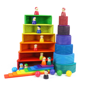 Ensemble <span class=keywords><strong>de</strong></span> blocs <span class=keywords><strong>de</strong></span> construction et éducatifs <span class=keywords><strong>en</strong></span> bois <span class=keywords><strong>Grimms</strong></span> à l'échelle 1:72, 20 pièces, grande spirale à plusieurs niveaux, <span class=keywords><strong>arc</strong></span>-<span class=keywords><strong>en</strong></span>-<span class=keywords><strong>ciel</strong></span>, à rotation inverse - Product Image 5