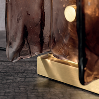 Lampe de table en verre et cuivre E12, design artistique créatif, lampe de chevet en verre ambré pour chambre à coucher