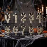 Schicke Gruselige Handgefertigte Knochen-Skulptur Nummernkerzen Schwarze Schleife-Gotische Halloween Neujahr Ramadan Party Deko-Horror-Themen Zubehör
