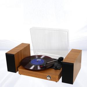 Tourne-disque <span class=keywords><strong>vintage</strong></span> rétro d'usine 3 vitesses avec haut-parleurs d'étagère en bois pour audio Bluetooth et entrée AUX - Product Image 2