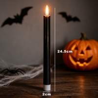 Bougie LED noire étanche à piles, lumière décorative blanc chaud pour la décoration de la maison et Noël, Halloween
