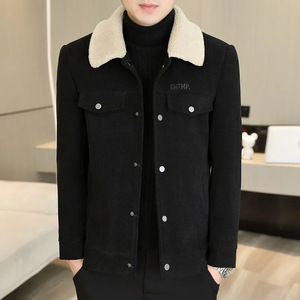 Giacca da <span class=keywords><strong>uomo</strong></span> autunno e inverno <span class=keywords><strong>con</strong></span> risvolto tinta unita <span class=keywords><strong>con</strong></span> giacca <span class=keywords><strong>con</strong></span> collo di pelliccia e Top caldo in peluche - Product Image 3