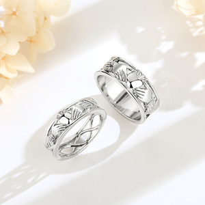 Anneaux de fiançailles Merryshine <span class=keywords><strong>Claddagh</strong></span>, nœud celtique, laiton, cuivre, anneau de promesse irlandais <span class=keywords><strong>Claddagh</strong></span> pour <span class=keywords><strong>homme</strong></span> - Product Image 3