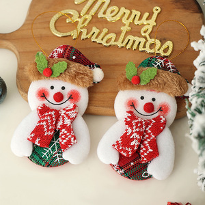 LINGKAI Plaid Fabric Christmas Ornaments Santa Snowman <b>Gingerbread</b> Man Doll Pendant Xmas Tree Hanging <b>Decor</b> - Product Image 4
