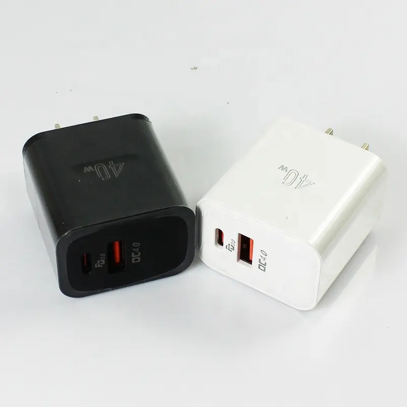 TE-PD09 USB-C 벽돌 40W 급속 충전 듀얼 포트 전원 어댑터 QC 4.0 + PD 전원 공급 빠른 벽 충전 블록 플러그