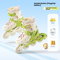 Patins à roulettes à double boucle réglables pour enfants et adultes, style nouveau, couleurs contrastées, pour débutants, avec roues lumineuses intégrales