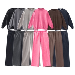 Conjunto Deportivo Vintage para Hombre Silen Diel, Otoño Invierno, 400g, Color Sólido, 100% Algodón Tejido, Sudadera Holgada con Cuello Lavado y Pantalones Deportivos - Product Image 4