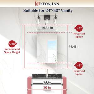 Miroir de salle de bain illuminé par LED avec rangement, armoire à pharmacie murale moderne à cadre métallique - Product Image 3