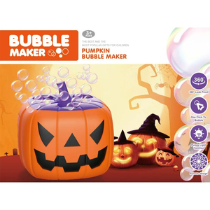 Machine à bulles citrouille 360 degrés anti-fuite, bulles citrouille automatiques à un clic, jouet Jack O'Lantern qui souffle des bulles lumineuses violettes - Product Image 3