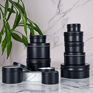 Stock d'usine – Boîtes en métal noir mat de 30 ml, 60 ml, 100 ml pour bougies – Contenants ronds en aluminium avec couvercles - Product Image 2