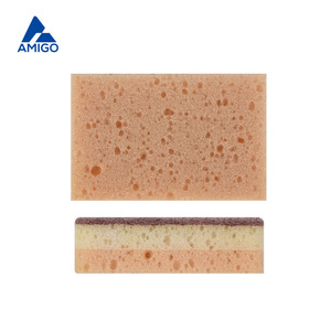 Éponge de cuisine rectangulaire Amigo double couche orange et verte pour nettoyer les ustensiles de cuisine - Product Image 4