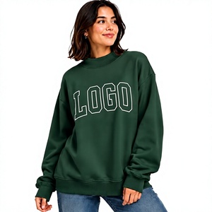 Sweat-shirts pour femmes grande taille, imprimés, en molleton tricoté, à manches régulières, style ample, en coton/polyester, col montant, directement de l'usine - Product Image 1