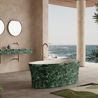 Baignoire autoportante ovale de luxe abordable, style designer, aspect travertin, pour adultes, idéale pour la maison, les maisons d'hôtes et les hôtels