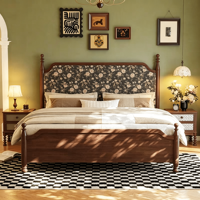 Lit de rangement traditionnel luxueux en bois de chêne rembourré, taille Queen, avec tête de lit en cuir, lit moelleux, design écologique
