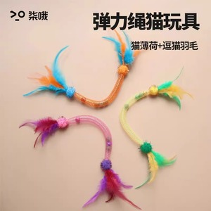 Jouets pour chats, corde élastique, herbe à chat, plumes, jeu interactif pour chats - Product Image 1