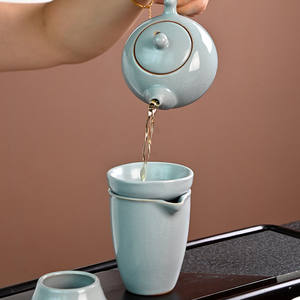 Juego de Té de Cerámica Dehua Ru Kiln, Caja de Regalo Grande y Completa para Té Kung Fu con Certificados, Estilo Chino Tradicional, para Uso en Oficina - Product Image 4