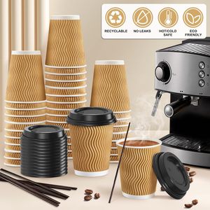 Gobelets à café en papier à double paroi isolés, écologiques, imperméables, avec logo personnalisé, 8 oz/12 oz/16 oz/20 oz, pour boissons chaudes, avec couvercle - Product Image 3