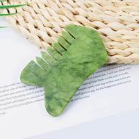 En gros Grattoir de tête en pierre de jade Xiuyan verte, Peigne de massage capillaire