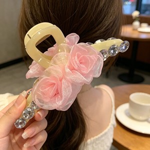 Nuevo Clip para el Cabello con Diseño Floral 2026 para Mujer, Clip de Alta Gama con Perlas y Diamantes de Imitación, Horquilla para Moño, Clip de Tiburón para la Parte Trasera de la Cabeza - Product Image 2