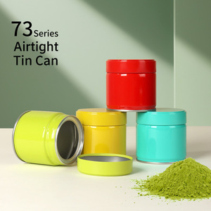 Contenedor redondo vacío RTS de 73x73mm, latas pequeñas de Metal, Plata <span class=keywords><strong>Mate</strong></span>, negro, sellado hermético, Matcha en polvo, té, café, <span class=keywords><strong>lata</strong></span> de embalaje - Product Image 2