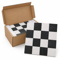 Mosaïque de marbre noir et blanc, carreaux de marbre à damier, mosaïque de marbre blanc de Carrare, carreaux de marbre noir de Chine