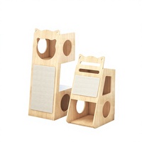 Maison pour chat moderne en bois massif, semi-fermée, avec lit pour chat, griffoir intégré, carton durable, 3 niveaux, pour toutes les saisons, vente en gros