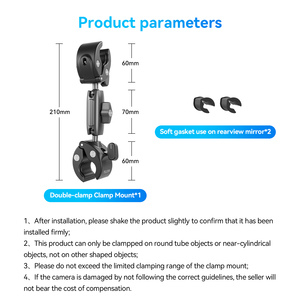 Soporte de Abrazadera para Motocicleta Telesin con Doble Cabezal Tipo Cangrejo para Cámaras de Acción Hero 13, DJI Insta360, Ace Pro, <span class=keywords><strong>Go2</strong></span>/3 - Product Image 6