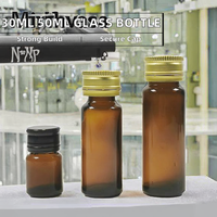 Bouteille en verre ambré de 30 ml/50 ml avec bouchon en aluminium antivol et bouchon à vis estampé à chaud pour sirop liquide oral – Vente en gros
