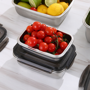 Stainless Steel Box Reusable Silicon Food Containers With Silicone Lid Food Storage Container Kids Lunch Box