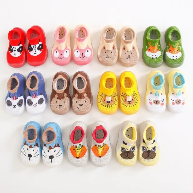 Baby Socks Korean Newborn Cartoon Animals Rubber Soles Floor Socks Shoes Anti Slip Baby Socks